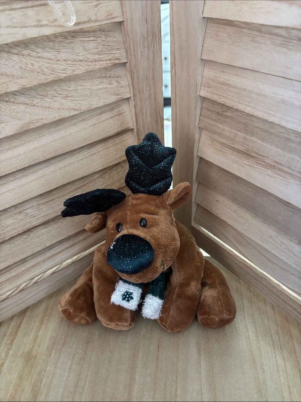 Plush Brown Reindeer With Shimmer Accents